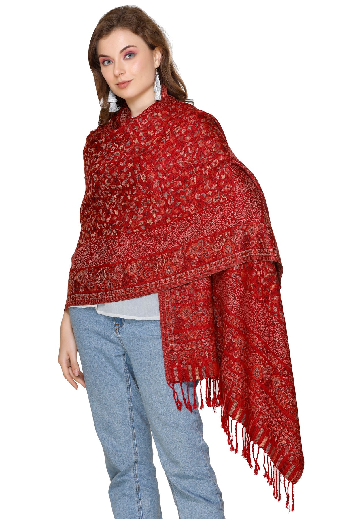 KRITI Maroon Viscose Stole For Women.