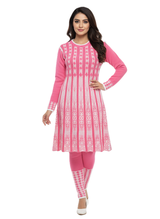 KRITI प्रीमियम महिलाओं के लिए हेयर सॉफ्ट फ़ैब्रिक डार्क पिंक 2 पीस कुर्ती सेट 