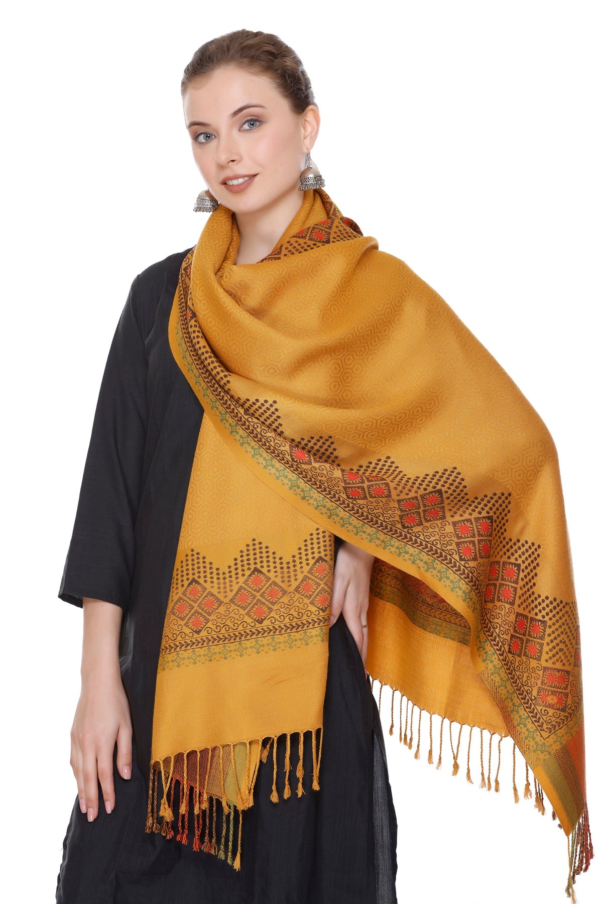 KRITI Mustard Viscose Stole For Women.