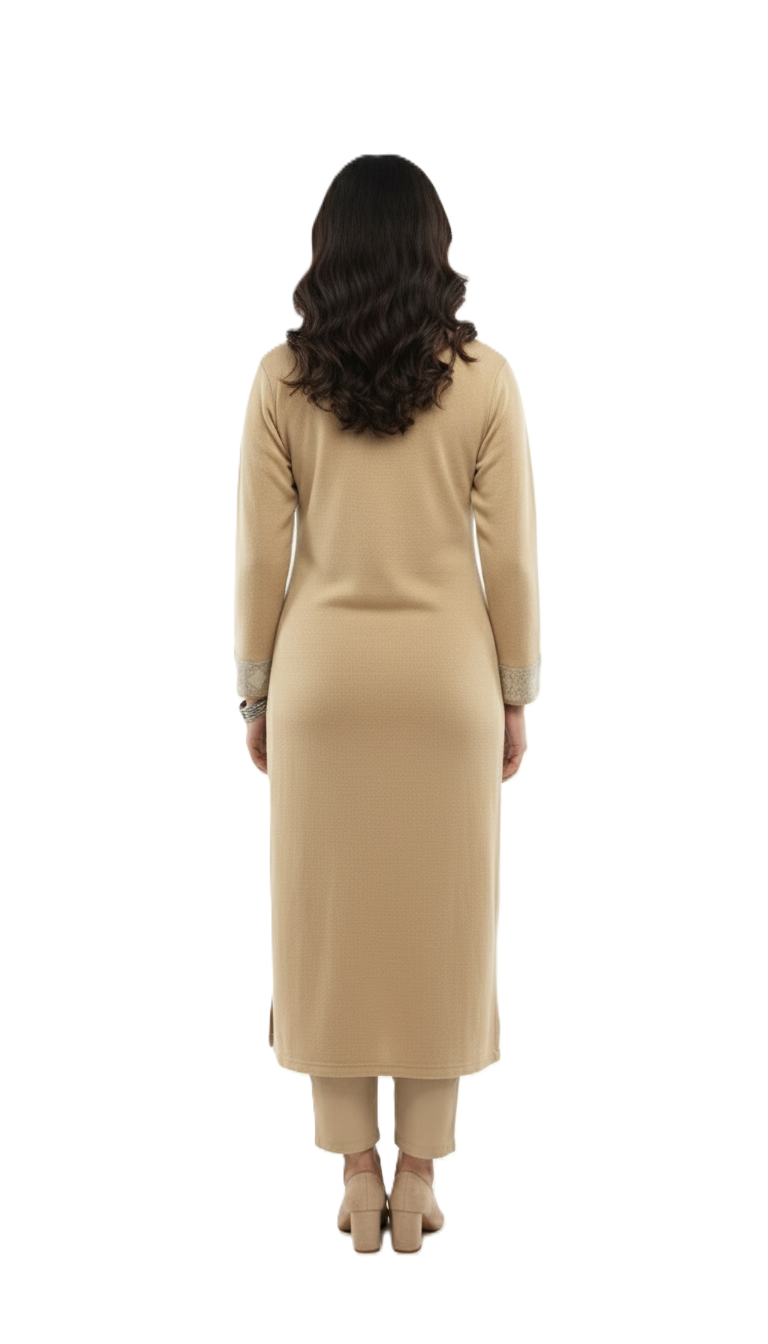 Winter Kullu Woollen Kurti - Beige