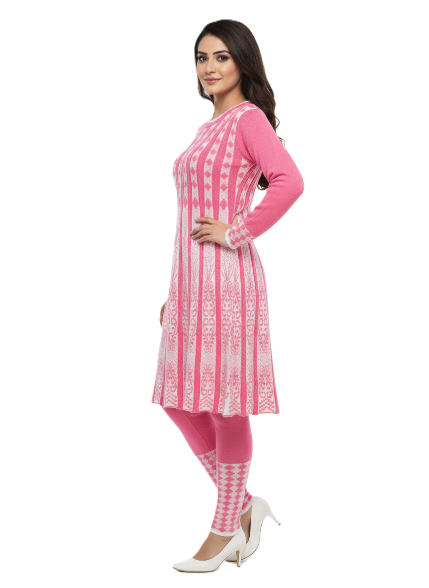 KRITI प्रीमियम महिलाओं के लिए हेयर सॉफ्ट फ़ैब्रिक डार्क पिंक 2 पीस कुर्ती सेट 