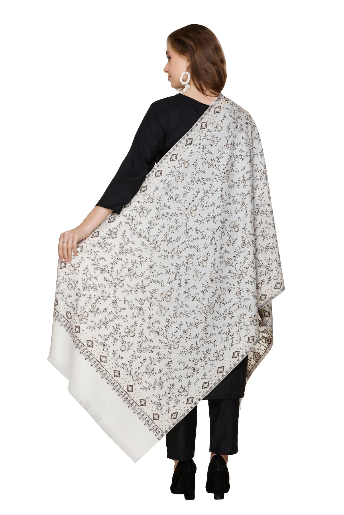 KRITI White Viscose Stole For Women.