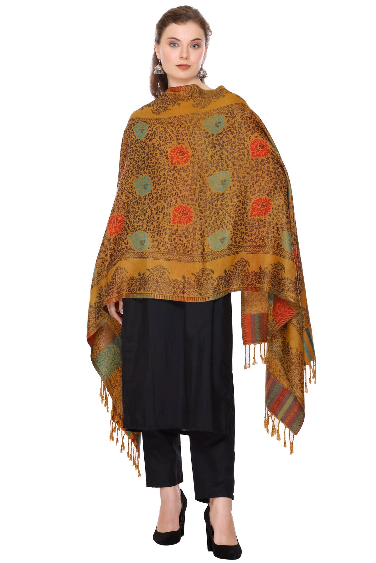 KRITI Mustard Viscose Stole For Women.