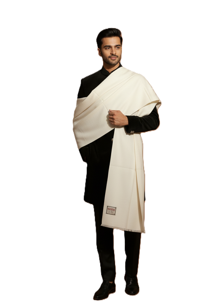 Plain Woolen Lohi For Men - Cream IV
