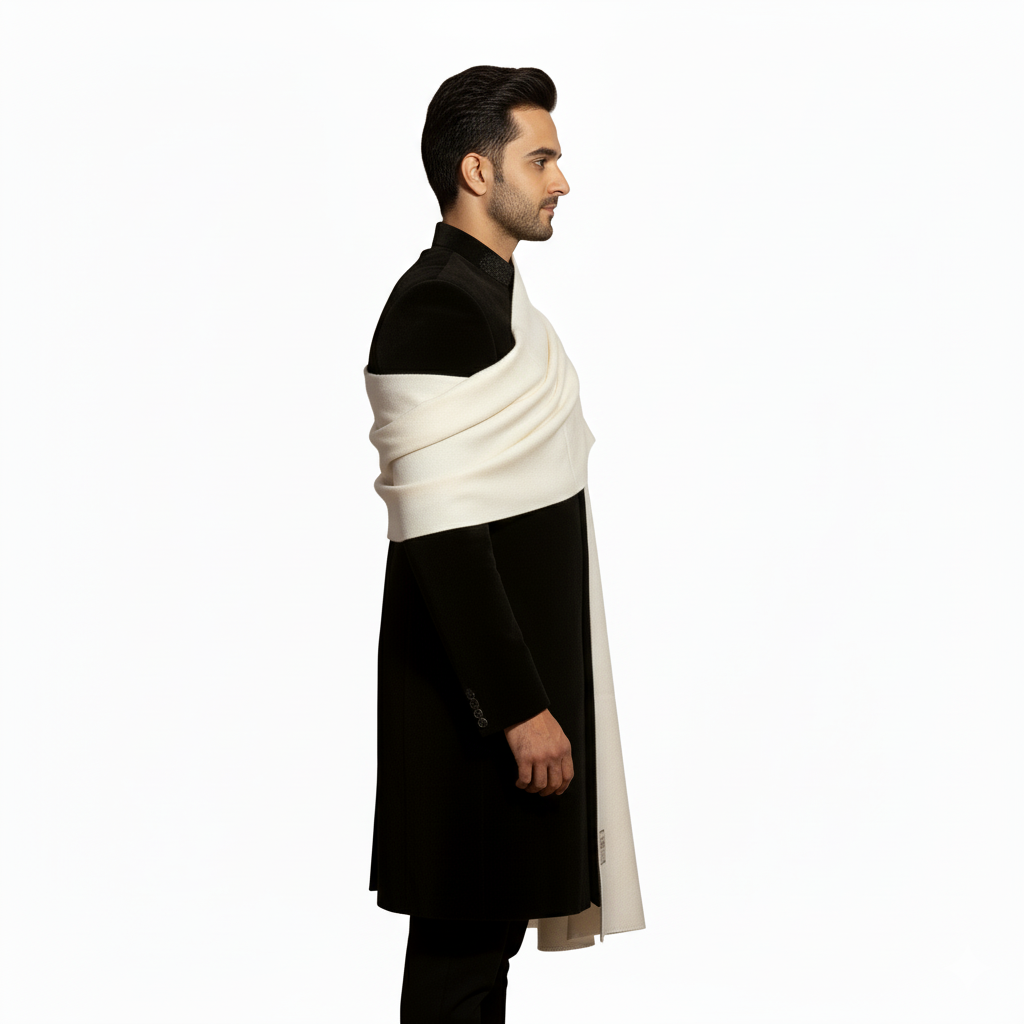 Plain Woolen Lohi For Men - Cream IV