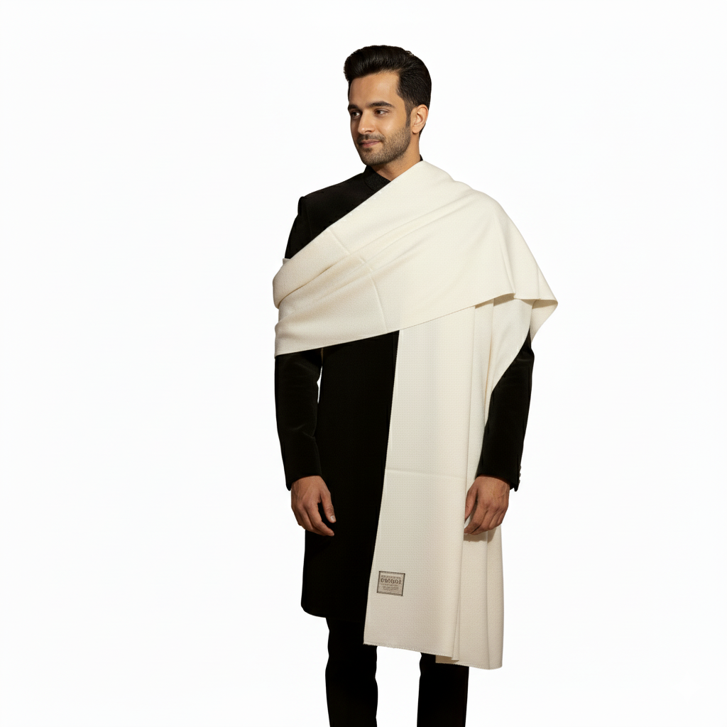 Plain Woolen Lohi For Men - Cream IV
