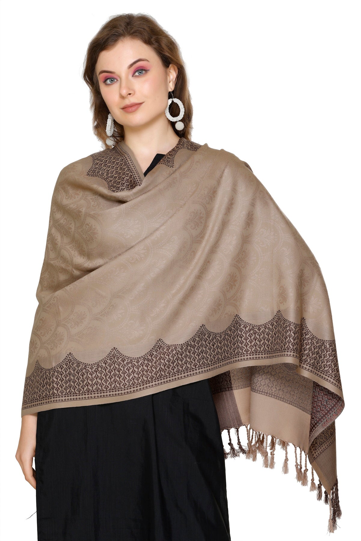 KRITI Camel Viscose Stole For Women.