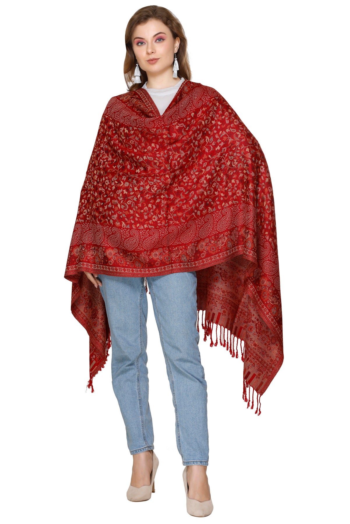 KRITI Maroon Viscose Stole For Women.