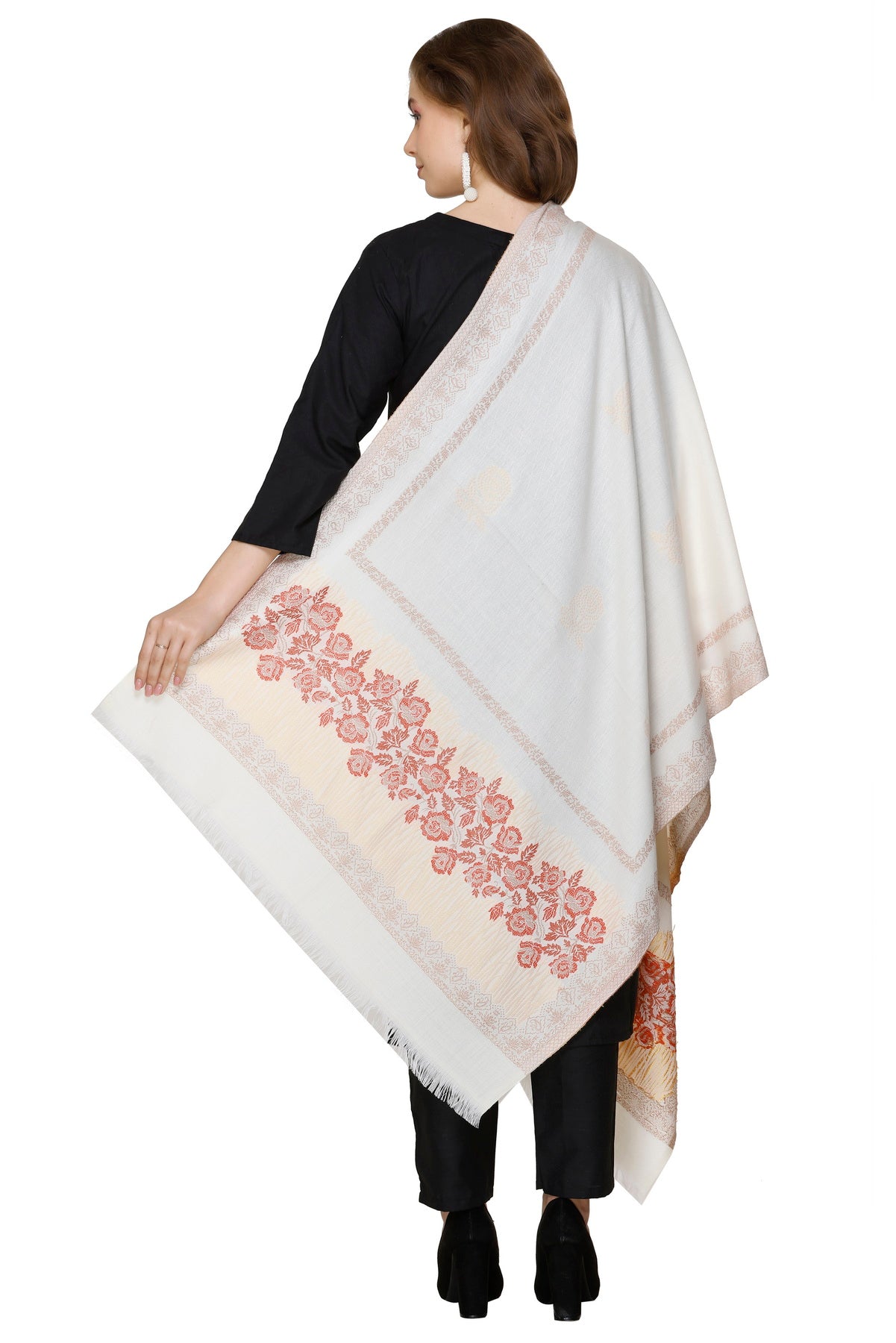 KRITI White Viscose Stole For Women.