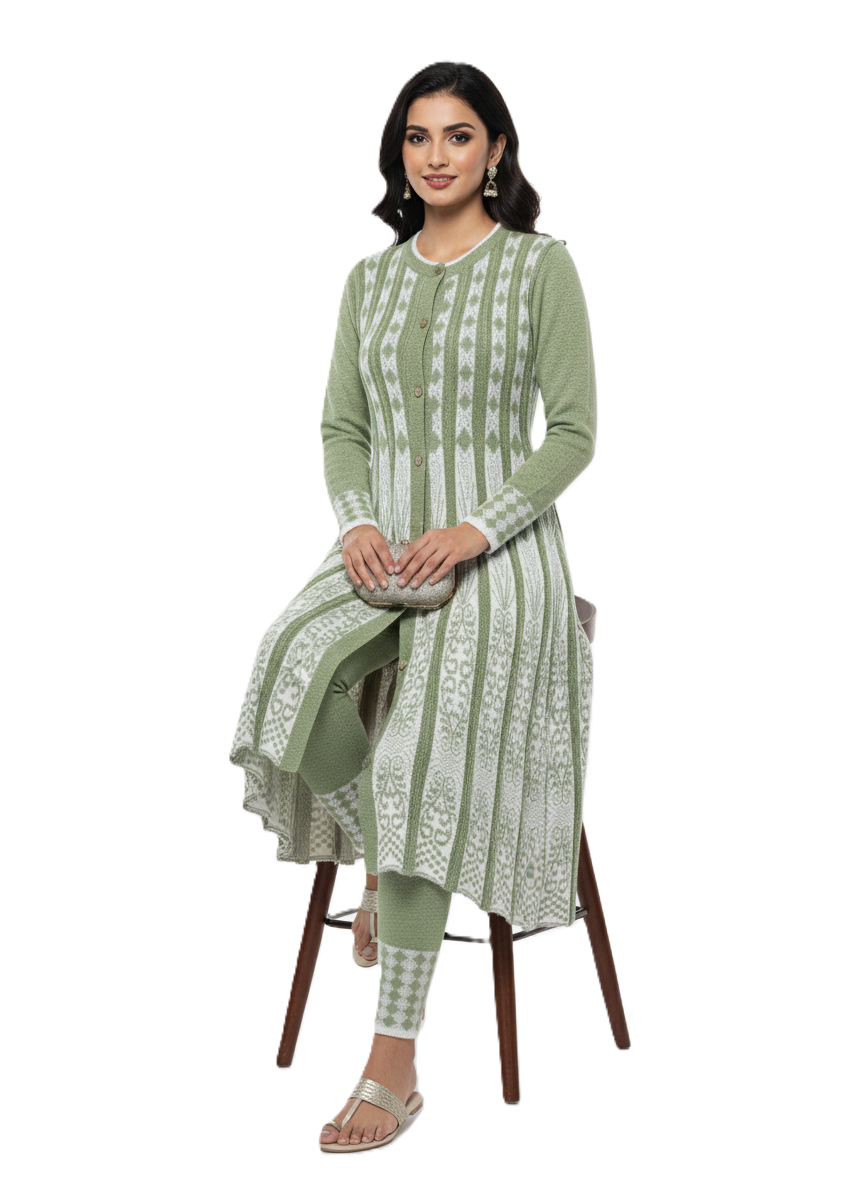 KRITI प्रीमियम महिलाओं के लिए हेयर सॉफ्ट फ़ैब्रिक पिस्ता रंग 2 पीस कुर्ती सेट 