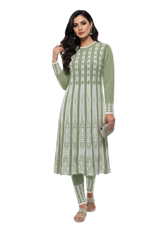 KRITI प्रीमियम महिलाओं के लिए हेयर सॉफ्ट फ़ैब्रिक पिस्ता रंग 2 पीस कुर्ती सेट 