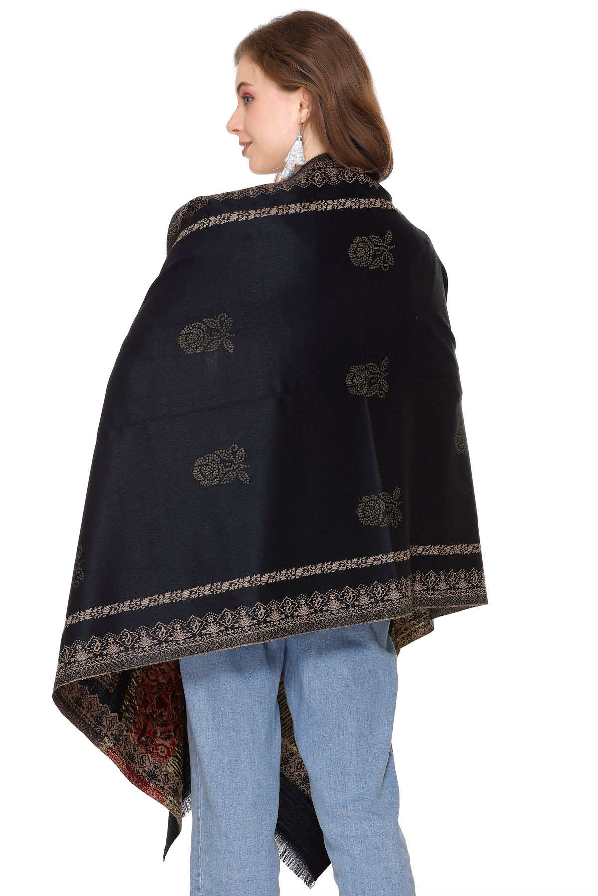 KRITI Black Viscose Stole For Women.