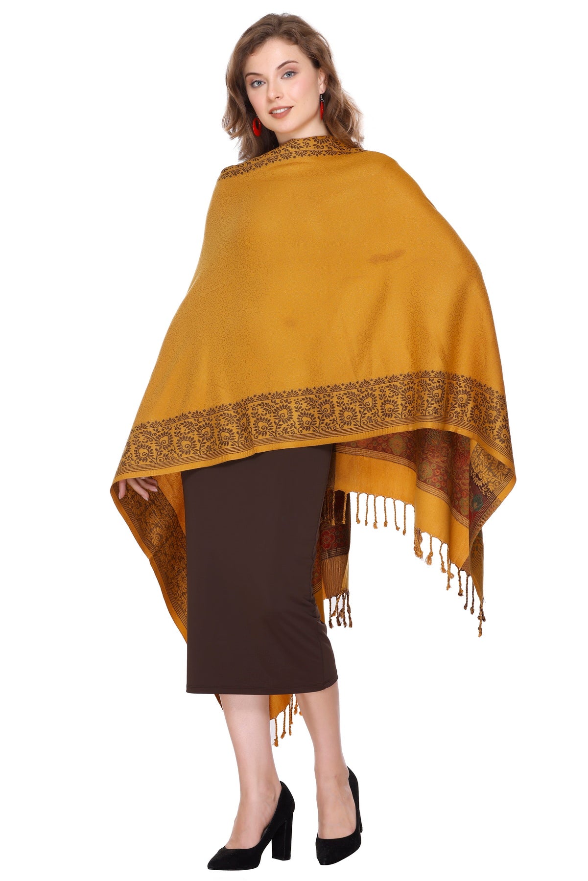 KRITI Mustard Viscose Stole For Women.