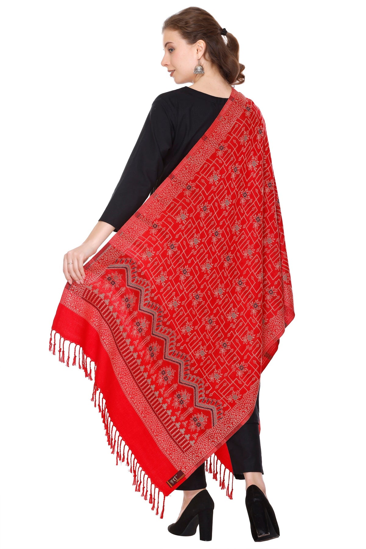 KRITI Red Viscose Stole For Women.