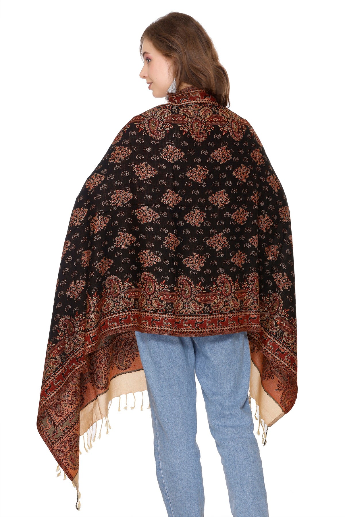 KRITI Black Camel Viscose Stole For Women.