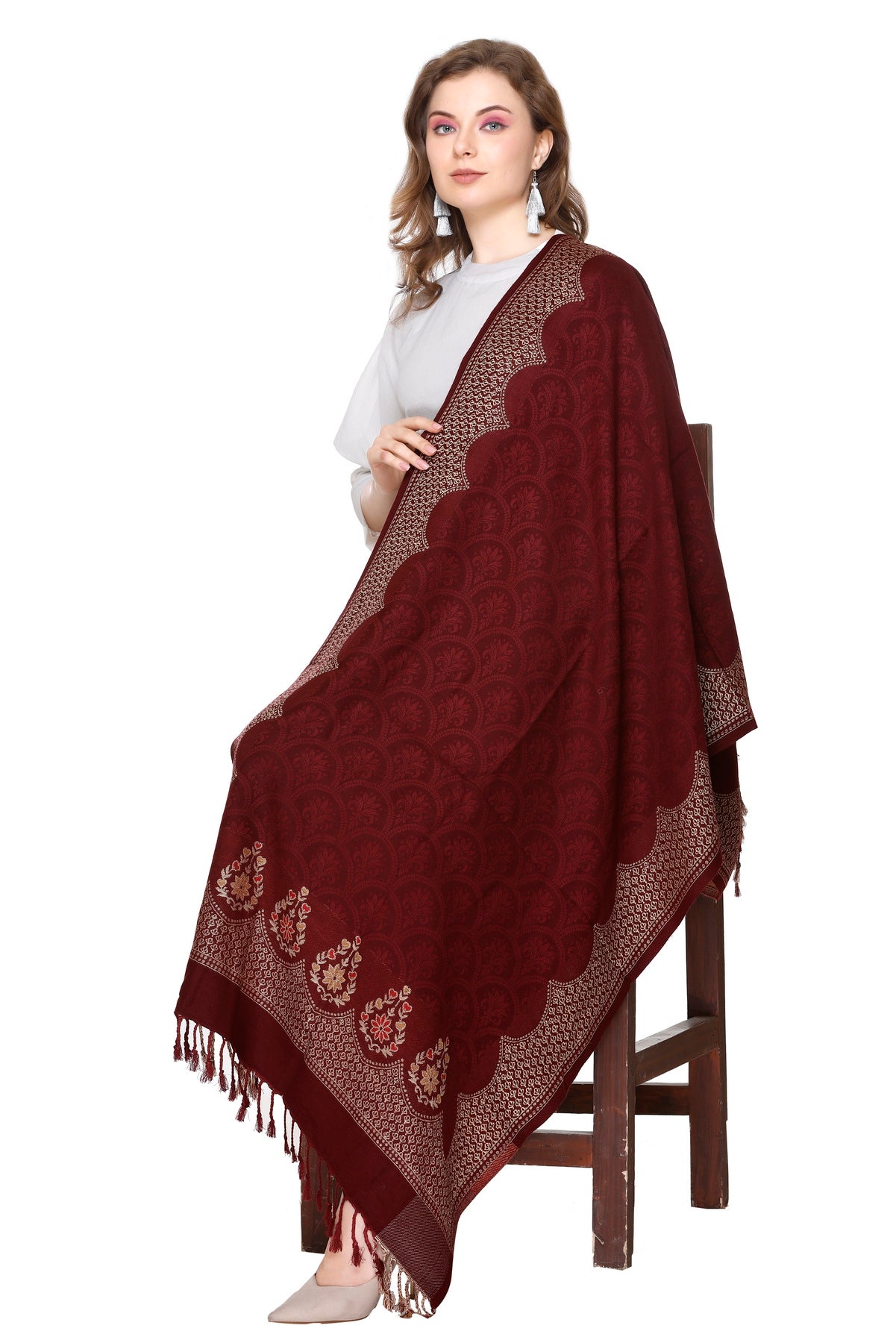 KRITI Wine Viscose Stole For Women.