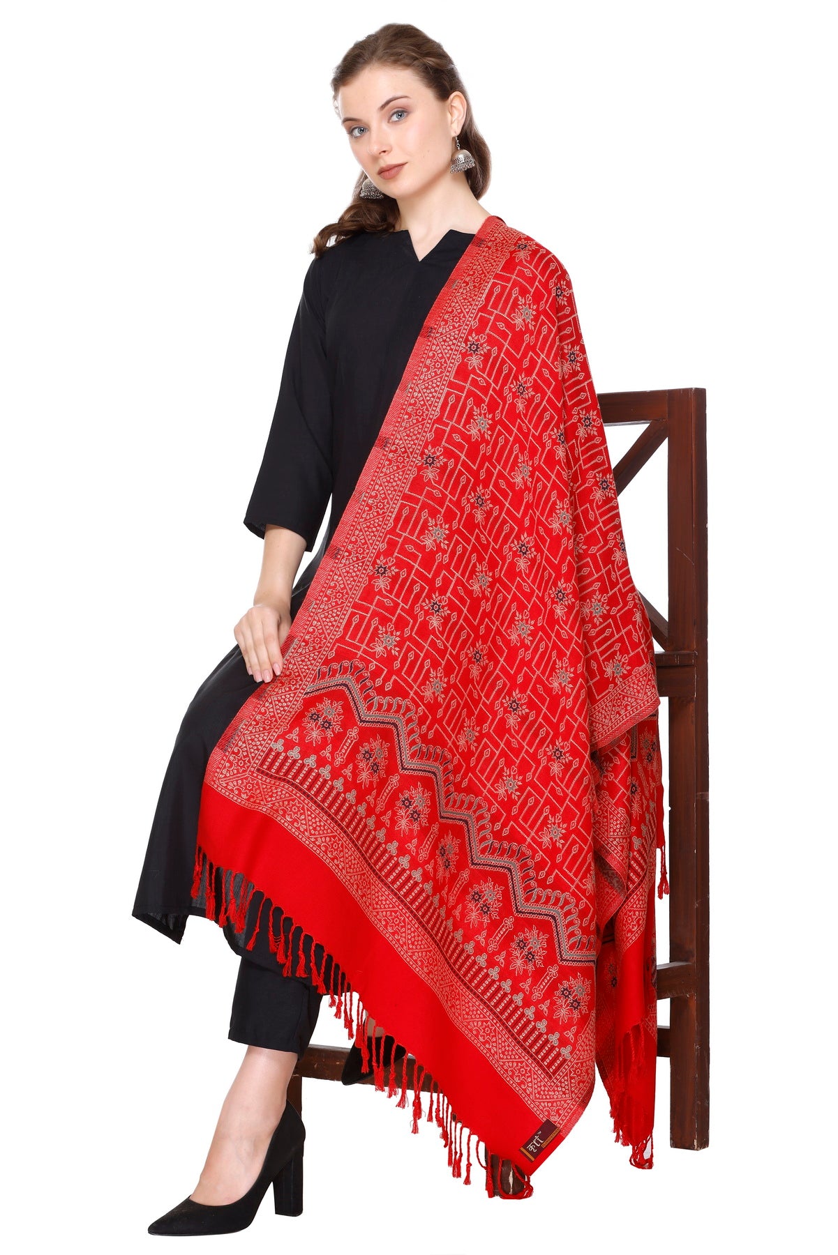 KRITI Red Viscose Stole For Women.