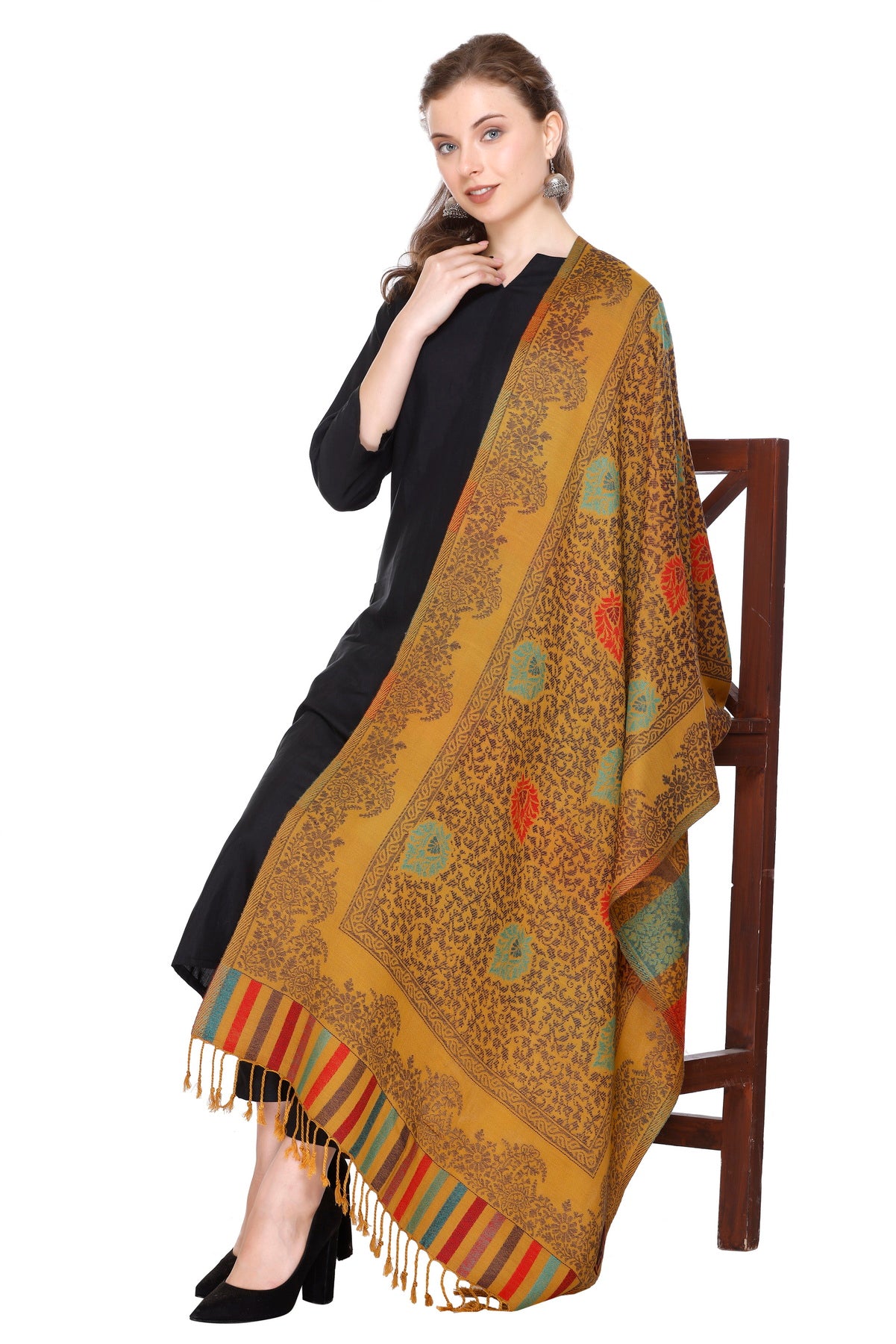 KRITI Mustard Viscose Stole For Women.