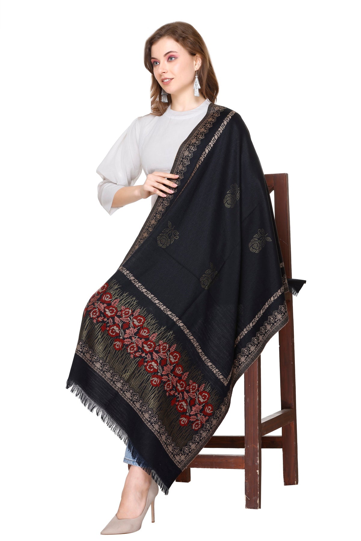 KRITI Black Viscose Stole For Women.