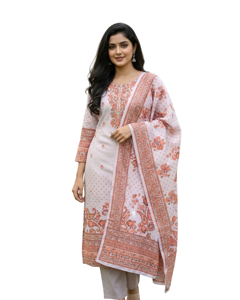 KRITI ऊनी डिजिटल प्रिंट सिले सूट हल्के लैवेंडर रंग महिलाओं के लिए सर्दियों के लिए