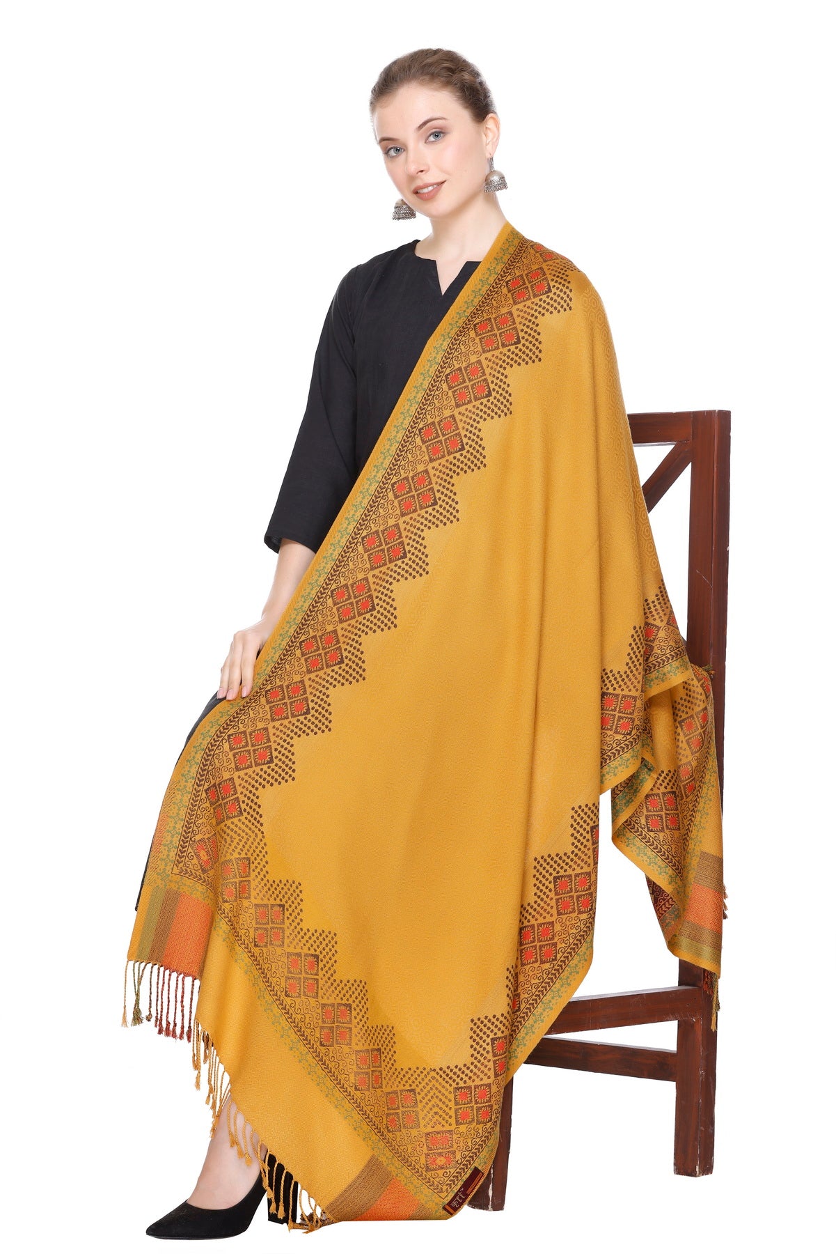 KRITI Mustard Viscose Stole For Women.