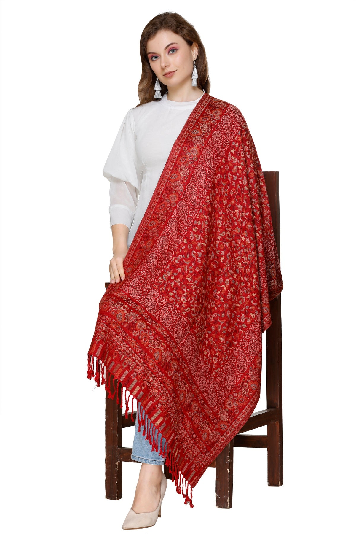 KRITI Maroon Viscose Stole For Women.