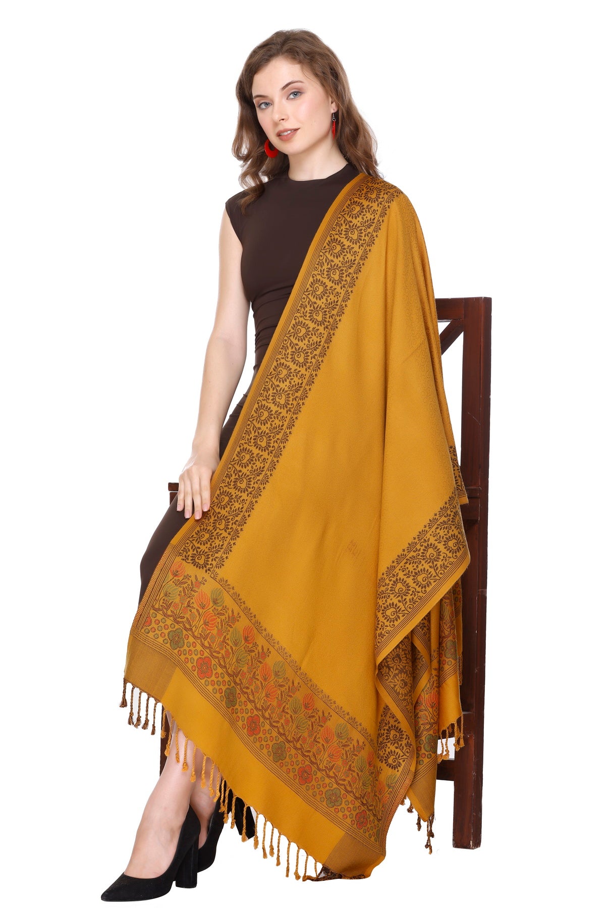 KRITI Mustard Viscose Stole For Women.