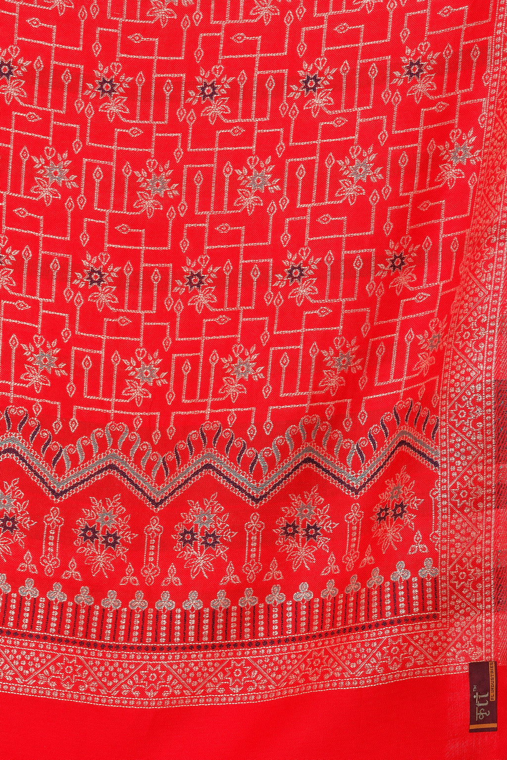KRITI Geometric Design Woollen Red Color Stole For Girl