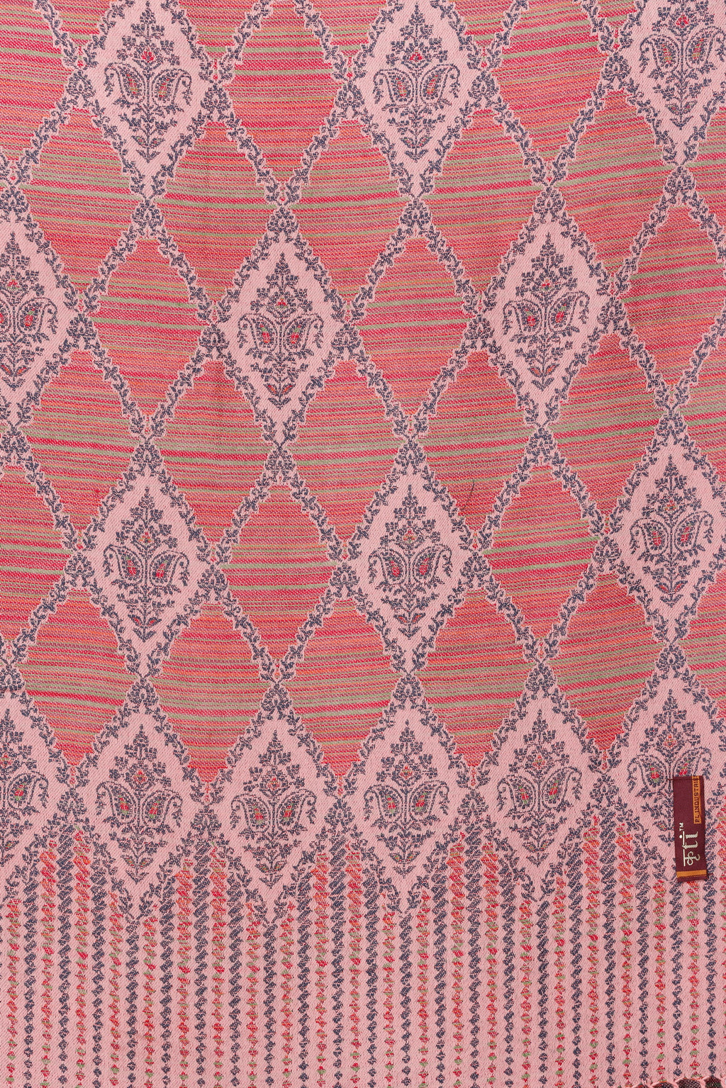 Diamond Design Woollen Stole - Peach