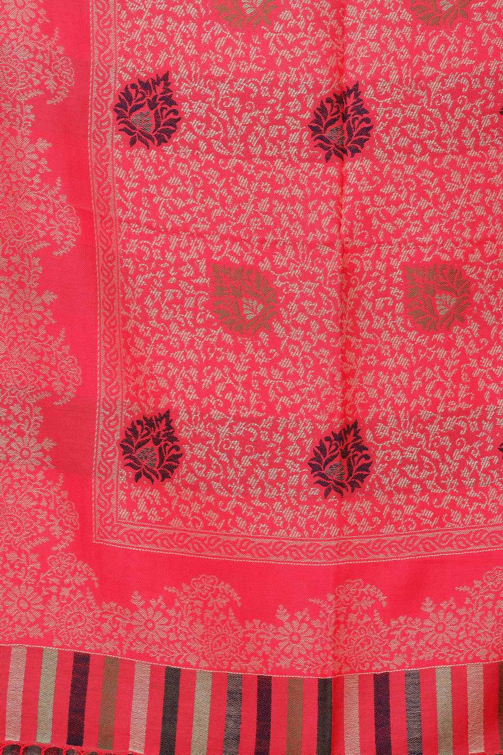 Floral Designer Woolen Stole- Red