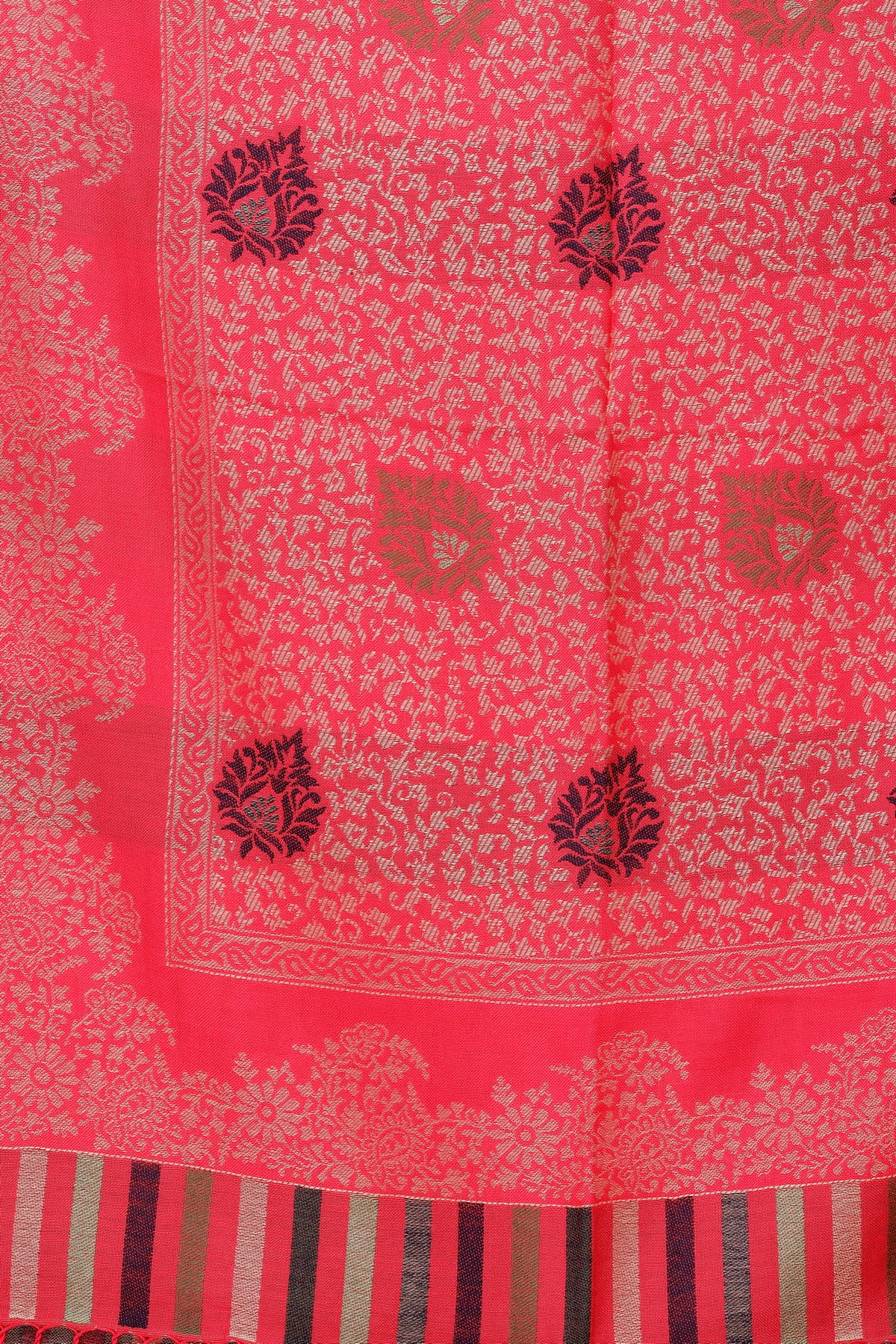 Floral Designer Woolen Stole- Red