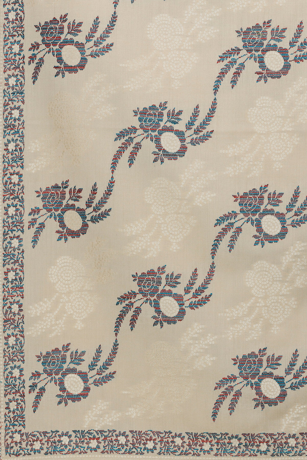 Floral Pattern Woollen Stole - Camel