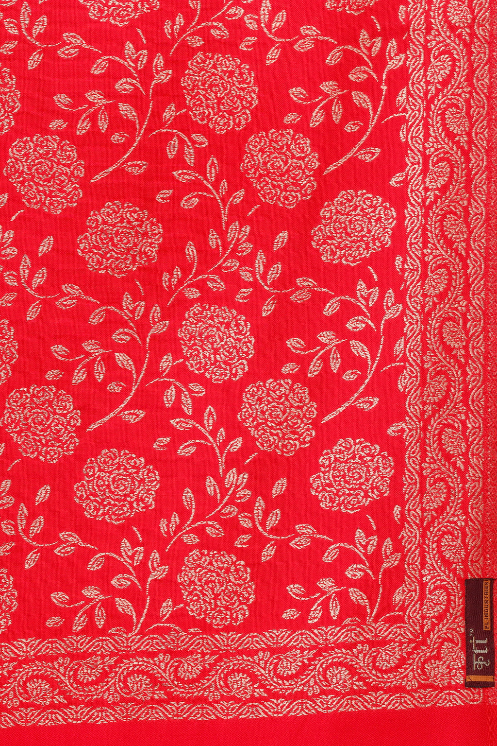 Floral Pattern Woollen Winter Stole - Red