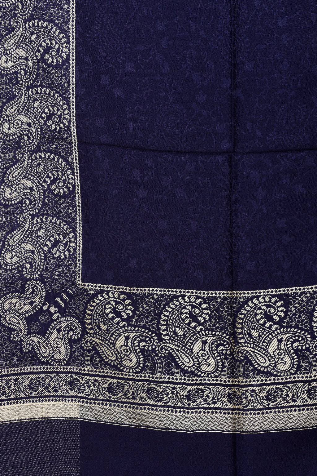 Navy Blue Designer Jacquard Border Stole