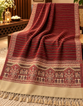 Winter woollen close strip design stole - Maroon