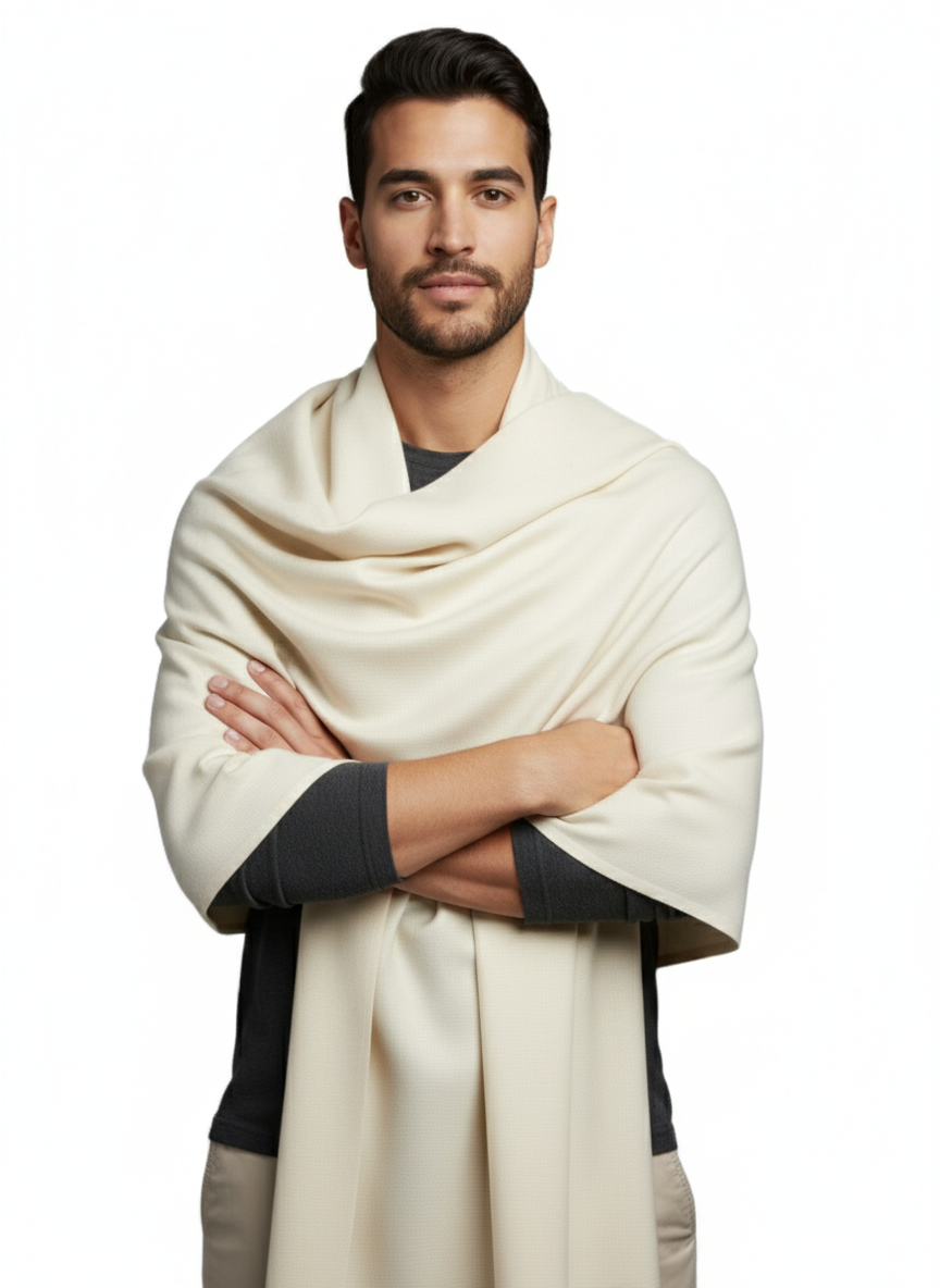Woolen Plain Lohi For Men - Cream