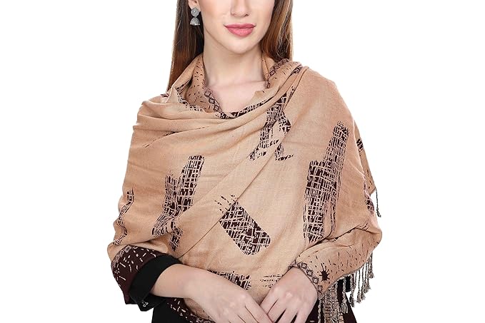KRITI Striped Designer Woollen Reversible Black Stole For Girl