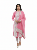 Winter Embroidered 3 PC Kurti Set - Pink