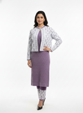 Woollen 3 Piece Kurti Set with Jacket - Lavender