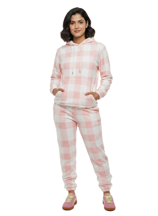 KRITI महिलाओं के लिए ऊनी ब्लेंड गुलाबी रंग की हुडीज़ ट्रैकसूट सर्दियों के कपड़ों के लिए