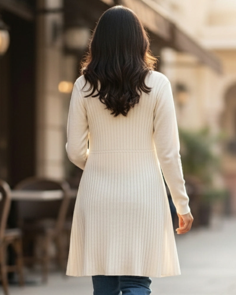 Winter Woolen Long Knitted Shrug - Cream