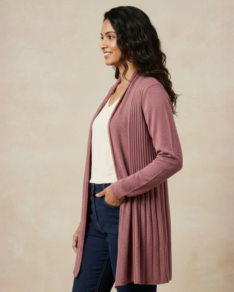 Winter Woolen Long Knitted Shrug - Mauve