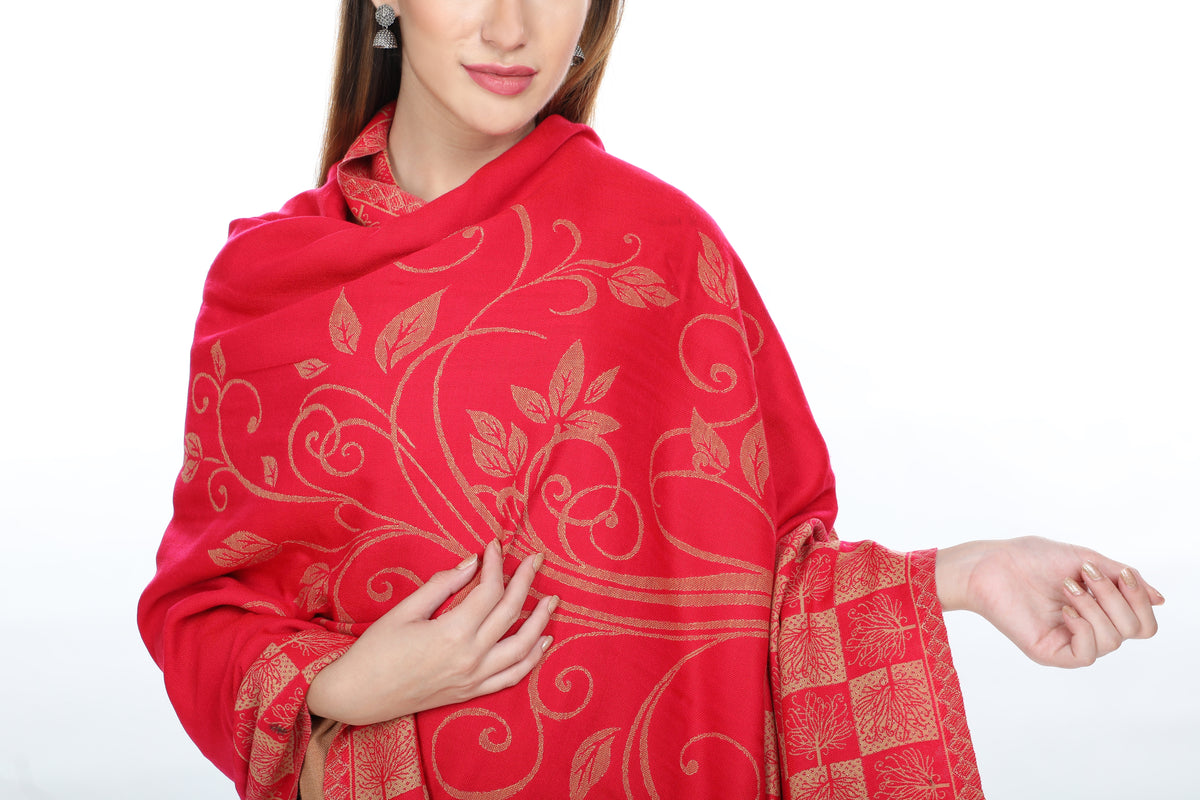 Paisley Designer Woollen Reversible Shawl - Beige
