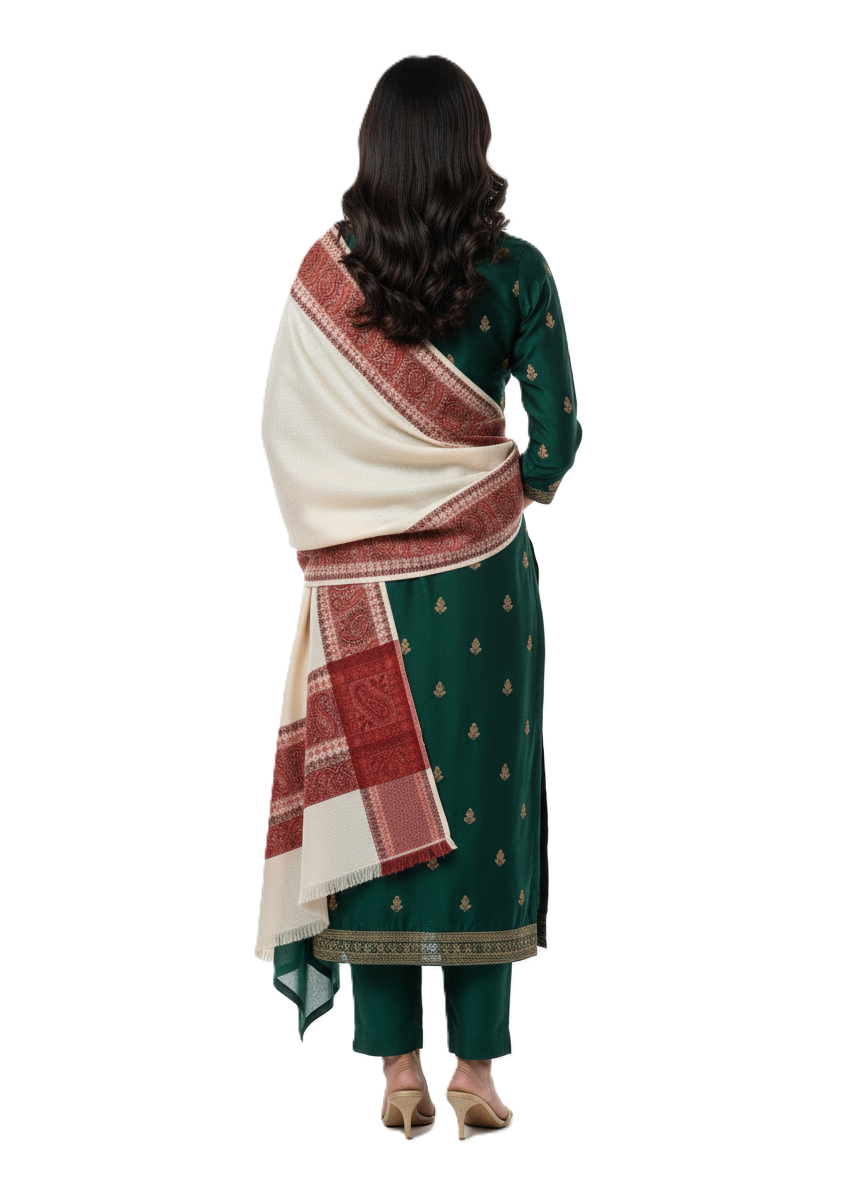 KRITI Border Design Woolen Beige Color Shawl for Women