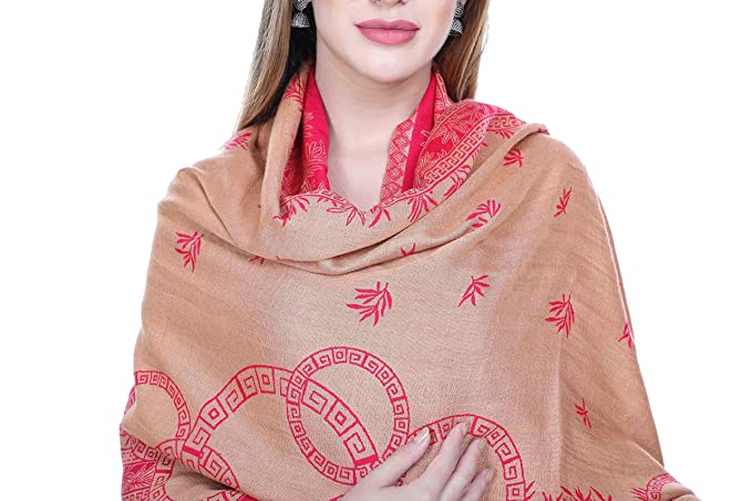 Designer Woolen Reversible Red Stole For Girl