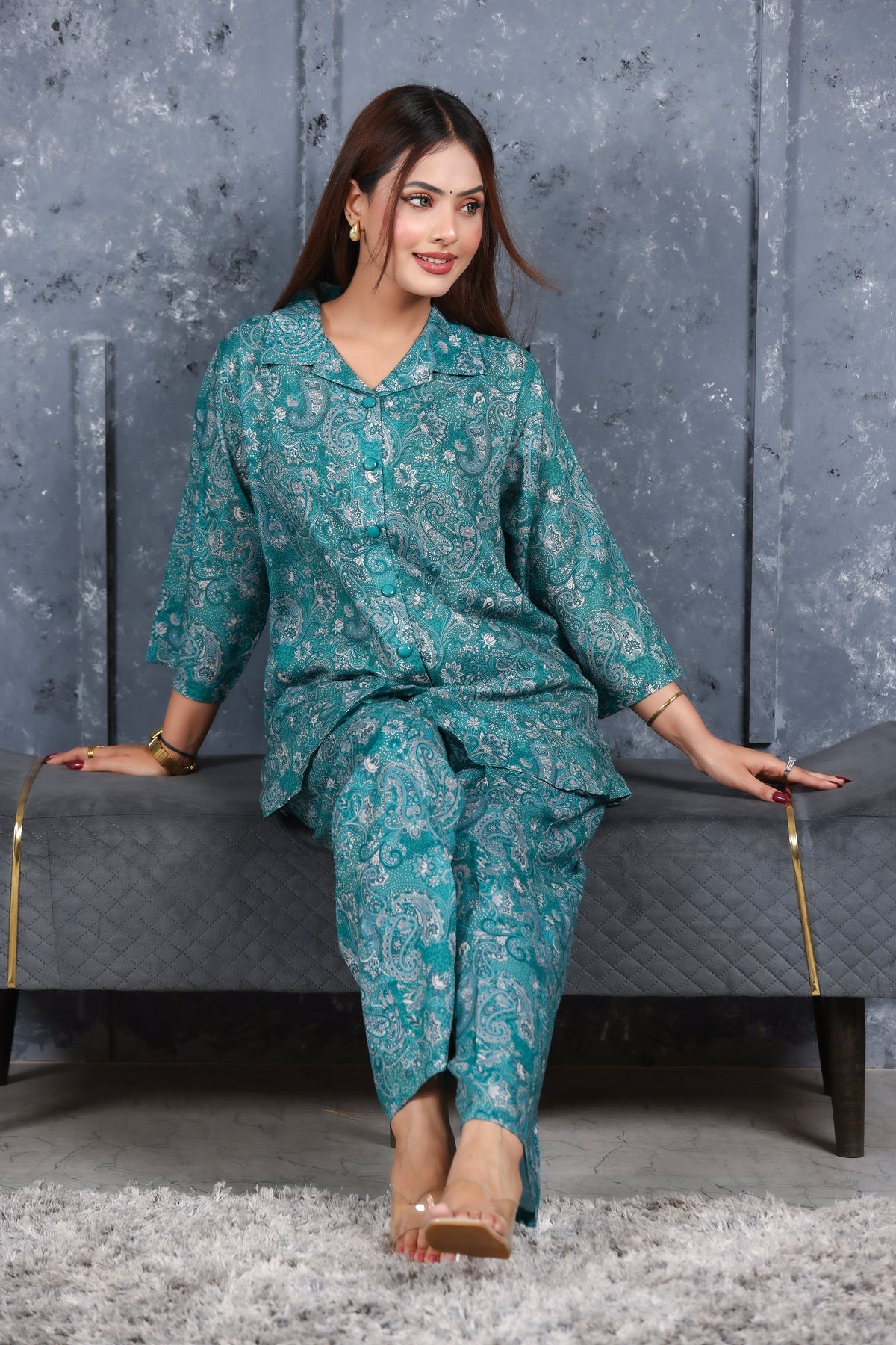 Teal Cotton Co-Ord Set