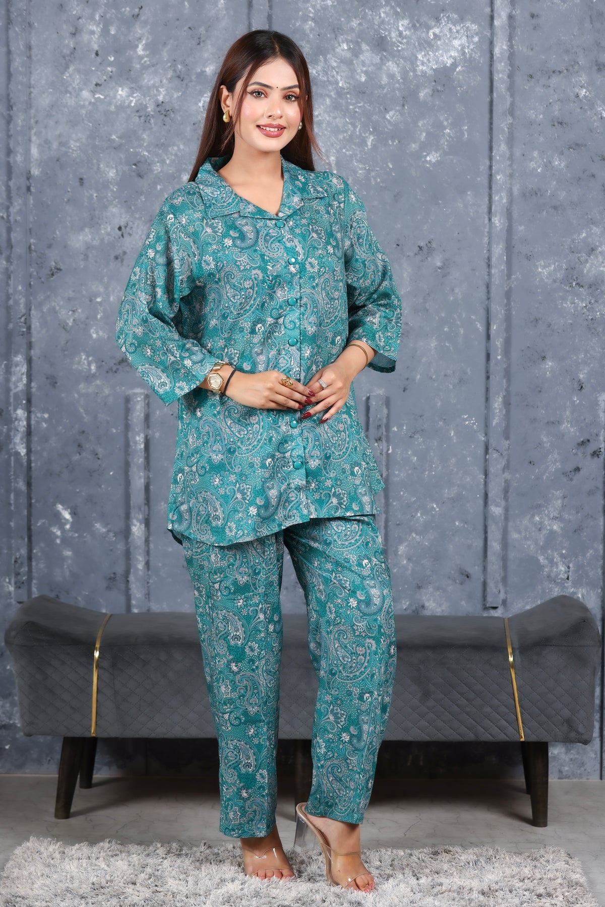 Teal Cotton Co-Ord Set