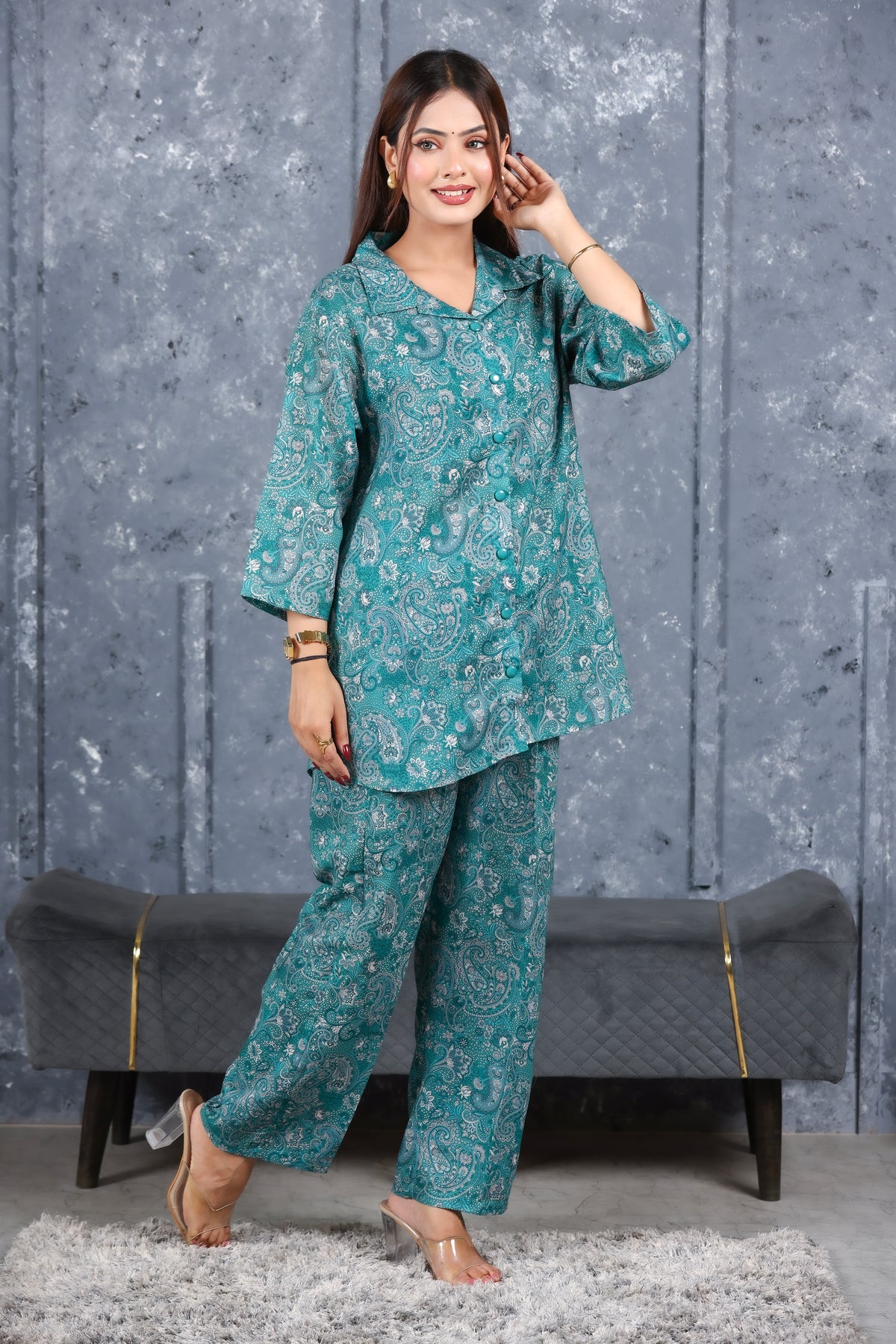 Teal Cotton Co-Ord Set