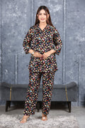 Paisley Printed Rayon Cotton Co-Ord Set - Black