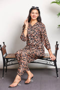 Paisley Printed Rayon Cotton Co-Ord Set - Black II